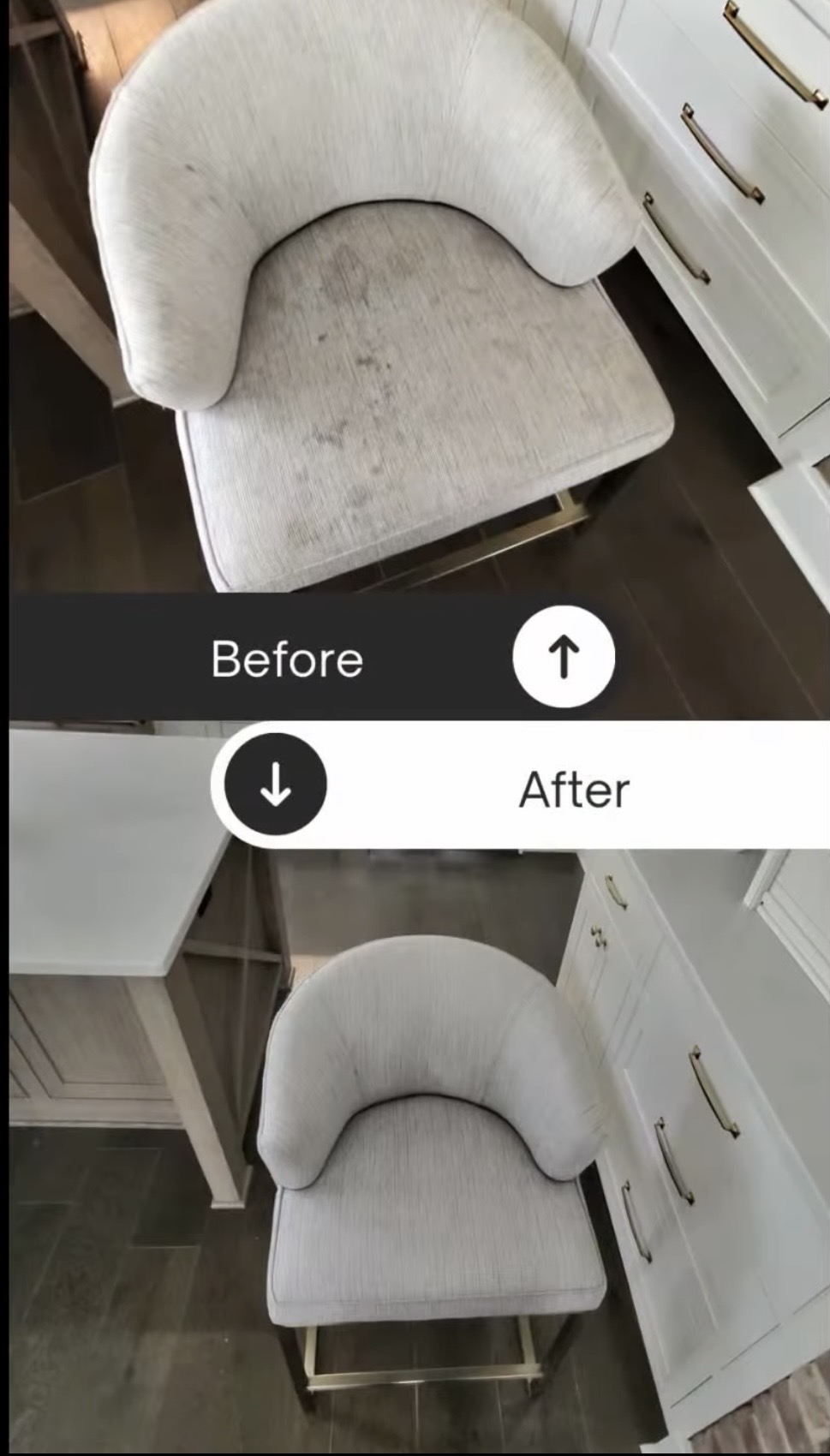 Chair cleaning: before and after